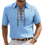 Meeste n&ouml;&ouml;ritav V-kaelusega T-s&auml;rk l&uuml;hikeste varrukatega rev&auml;&auml;riga T-s&auml;rk &uuml;hev&auml;rviline suvine vabaaja &uuml;laosa igap&auml;evaseks kandmiseks t&ouml;&ouml;le t&auml;navale M sinine