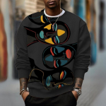 Retro meeste &uuml;mara kaelusega kapuutsiga pusa 3D h&otilde;imuprindiga pikkade varrukatega T-s&auml;rk t&auml;navastiilis vabaaja meeste T-s&auml;rk lahtine &uuml;lem&otilde;&otilde;duline meeste jaoks pullover L