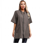 Unisex Meeste Naiste Veekindel Juuksuri P&otilde;ll L&uuml;hikeste Varrukatega Hingav Hooldusp&otilde;ll Taskutega L hall v&auml;rv