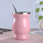 Kahekordse seinaga Mate naturaalsest k&otilde;rvitsast teetassikomplekt Bombillad Yerba Mate teetass Isolatsioonisein K&otilde;rvitsast teetass Mate k&otilde;rre komplekt 201-300ml roosa