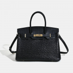 2025 Uus Plaatina Jaanalinnu Mustriga Naiste Kott Nahast Suure Mahutavusega K&auml;ekott Kerge Luksus Mood Mitmek&uuml;lgne Ristkeha Kott 30x16x24cm must