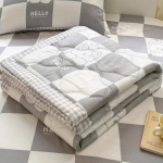 Ruuduline suvine lahe tekk pestud puuvillane mugav kerge &otilde;hukonditsioneer &otilde;huke lohutav lihtne sulgede tekk t&auml;iskasvanutele, laps 150X200cm Thin Quilts