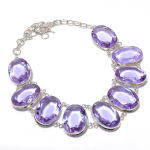 Pink Amethyst Gemstone Handmade 925 Sterling Silver Jewelry Necklace 18 l6b76