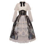 Gooti Lolita Kleit Kawaii Naiste Seisva pitsvarrukaga pluusid Liblika prindiga Printsessi seelik Vintage Elegantsus Lolita Komplektid S