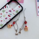 Armas v&auml;ike magustoit maasikakook Telefoni ripats v&otilde;tmehoidja K&auml;sitsi valmistatud helmestega Airspods Rippkaunistused Ccd kaamerakett