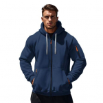 Meeste mantel pikkade varrukatega, lukuga, kapuutsiga pusa suurte taskutega, &uuml;hev&auml;rviline sametine paksendatud soe pealisr&otilde;ivas 2XL tumesinine v&auml;rv