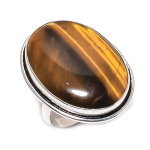 Tiger Eye Gemstone Handmade 925 Sterling Silver Jewelry Ring Size 8.5 s2a07