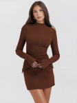 Naiste Elegantne Tumesinine Minikleit S&uuml;gisene tasku pikkade varrukatega Bodycon kleidid Daami &scaron;ikk peoklubi r&uuml;&uuml; XL must