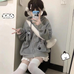 Harajuku Kawaii t&otilde;mblukuga j&auml;nku kapuutsid Naiste Jaapani mood armas pehme t&uuml;druk Suurem&otilde;&otilde;tmeline hall dressipluus Vintage Preppy L