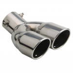 Car Bent Dual Exhaust Tip 3 inch ID Inlet Rolled Edge Slant Cut Stainless Steel Square End One Change Two Double