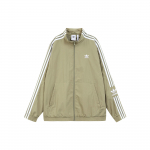 Adidas Originals Trefoil V&auml;ike Logo T&otilde;mblukuga K&otilde;rge Kraega Triibuline Spordijakk Meeste Jakk Pruun H41390 L