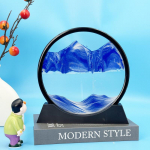 3D liikuv liiv Kunstpilt &Uuml;mmargune klaas S&uuml;vamere Liivamaastik Liivakell Kiirliiv K&auml;sit&ouml;&ouml; Voolav liiv V&auml;rvimiskontor Kodukaunistus Kingitus 1PC sinine