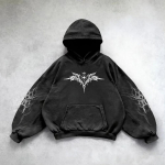 ZYLLO Retro Gooti Graafilise Tr&uuml;kiga Hip Hop Kapuutsiga Pusa Meestele Y2k Grunge Punk Vabaaja Lahtine Pullover Naiste T&auml;navamoe Dressipluus Kapuutsiga XXXL