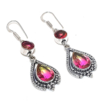 Natural Bi-Color Tourmaline Gemstone 925 Sterling Silver Earring 2.36 p8u92