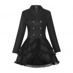 Naiste kaherealine viktoriaanlik steampunk bleiser-mantel gooti frakk sabaga jakk pits&auml;&auml;risega Halloweeni pulma&uuml;htne kost&uuml;&uuml;m 2XL must