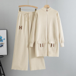 Naiste Pluss Suurus Temperament Lihtne Vabaaja V&auml;ike Aroomituul Pikk Kootud Kampsun P&uuml;ksid Kaheosaline Komplekt one size oranž