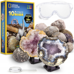 10 National Geographic Premium geoodi komplekt koos kaitseprillide ja alusega Poistele ja
