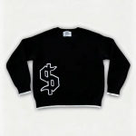 Y2K Hall Pikkade Varrukate Kampsun Dollar Gootiline Tikand Pullover Gooti Retro Vabaaja Streetwear Vana Raha Meeste Karbikujuline Kootud R&otilde;ivad S must