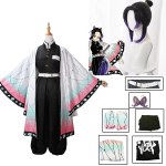 Anime Demon Slayer Kochou Shinobu Cosplay Kost&uuml;&uuml;m Kimetsu No Yaiba Kochou &Uuml;likonnad Parukad Juuksed Halloweeni jaoks Lastele T&auml;iskasvanutele Cos M&auml;ngu&uuml;ritus 120&Cos gray
