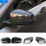 2pcs Replacement Carbon Fiber Pattern Rearview side Mirror cover caps For Mercedes Benz W176 W246 W204 W212 W221 C117 X204 X156 Bright black