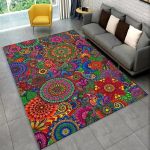 Boheemlase stiilis mandala piirkonna vaip v&auml;rviliste kunstiliste lille-geomeetriliste mustritega pehme dekoratiivne vaip elutuppa magamistuppa 120X160CM