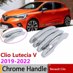 for Renault Clio Lutecia 5 V MK5 BF  2022 Chrome Sturdy Door Handle Cover Car Styling Accessories Protective No Smart ButtonwMa
