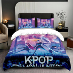K-Pop Voodipesu Komplekt Demon Hunters Teemaline roosa v&otilde;i must teine k&uuml;lg Prindiga Pol&uuml;ester &Uuml;li&otilde;pilaste Korteri Tekikate Poistele T&uuml;drukutele Kingitus 264x229cm