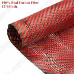 12 x 60 Black & Red 3K Carbon Fiber Fabric 220gsm 2x2 twill Weave Cloth