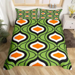Retro 70ndate kuningliku suurusega mikrokiust 3D abstraktse geomeetriaga tekikott padjap&uuml;&uuml;riga, eksootilise lillemustriga voodipesukomplekt EU Single(135x200cm) green
