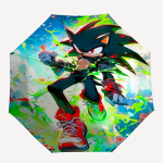 1 tk Sonic the Hedgehog, Super Sonic Automaatselt Kokkupandav Vihmavari, 8 Lamelliga Aastaringselt Kasutatav, Kaasaskantav Reisimiseks ja V&auml;litegevusteks 016 black