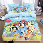 Uus disain B-Blueys Tekikott Padjap&uuml;&uuml;r Bandit Chilli Voodipesukomplekt T&auml;iskasvanule Poisile T&uuml;drukule Magamistuba Laste &Uuml;he-Kahekohaline Suurus AU Single(140*210cm)3pcs gray