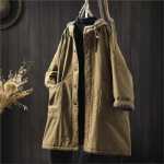 Johnature Naiste Vintage Kapuutsiga Soojad Talveparkad &Uuml;hev&auml;rvilised Nuppudega Taskutega Joped Pluss Puuvill Pehme Hiina Stiilis Parkad One Size brown