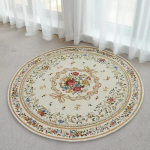 &Uuml;mmargune vaip vintage lille- ja akantusmustritega mitmes v&auml;rvitoonis Elegantne Euroopa stiil Pehme vastupidav p&otilde;randakaunistus 150cm gray