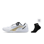 Li Ning Abrasion Resistant Low top Table Tennis Shoes Unisex White Gold Black APPU005-2 43.5 white
