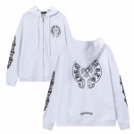 833 CHROME HEARTS 2026 S&uuml;gis ja Talv Uus Suur Suurus Klassikaline Stiil Logo T&otilde;mblukuga Kapuutsiga Dressipluus, Sobib Paaridele Kandmiseks S valge
