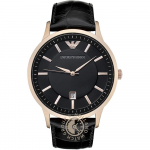 Emporio Armani Renato Must Nahast Meeste Kvartsikell AR2425 must