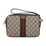 Gucci Ophidia GG Kuldse Sildiga Vana Lillemustriga Triibuline Webbing L&otilde;uend Nahkdetailidega Kaamerakott Basic+Dust Bag pruun/eebenmust