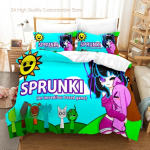 Sprunki Voodipesukomplekt &Uuml;heinimese Twin Ful Quen King-suuruses M&otilde;&otilde;tmed M&otilde;&otilde;tmed Voodipesu komplekt T&auml;iskasvanud Inimesed Magamistuba Tekikoti komplektidSprunki Anime voodipesukomplekt 135*200cm Eu-Single