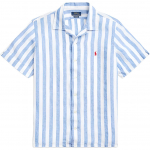 Polo Ralph Lauren SS25 V&auml;ikese ponilogo tikandiga linane triibuline l&uuml;hikeste varrukatega s&auml;rk Meeste s&auml;rgid MNPOWOV1N820060-400 M