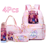 4 tk/komplekt Anime Deemonik&uuml;tid Tr&uuml;kitud Seljakott K&auml;ekott Kohvritasku 750 ml Vee Pudel Teismelisele Poisile T&uuml;drukule Suure Mahutavusega Veekindel Koolikott