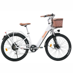 Cysum Cityrun-26 Linna-t&ouml;&ouml;les&otilde;iduks m&otilde;eldud elektriline jalgratas 36V10Ah aku Maksimaalne s&otilde;iduulatus 80KM 250W mootor V&auml;ljas s&otilde;itmiseks E-bike Unisex'ile valge