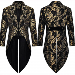 Devil Fashion meeste gooti steampunk frakktjakk must pulma-Halloweeni jakk S kuld