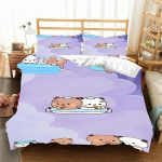 Kawaii Bubu ja Dudu 3D-tr&uuml;kiga Anime Voodipesukomplekt Tekikate Tekk Voodi &Uuml;he Inimese Twin T&auml;is King Queen Suurusega Voodipesukomplekt Lastele 135x200cm