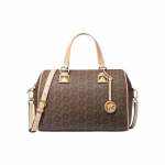 MICHAEL KORS Grayson kaunistatud &uuml;mmarguse logoga lukuga, kunstnahast, &uuml;hes &otilde;las kandev crossbody k&auml;ekott, keskmine, naiste, tume pruun pruun