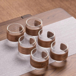 6 tk kuumakindlast klaasist teetasside komplekt 150 ml Kodu kohvi espresso kruus p&otilde;letusvastase puidust hoidjaga Kungfu tee meistri komplekt 150ml puhas