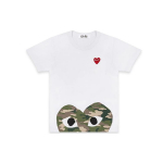Comme des Gar&ccedil;ons PLAY COMME des GARCONS PLAY Kamuflaaž S&uuml;damekujuline Tr&uuml;kk L&uuml;hikeste Varrukatega Valge Meeste AZ-T244-051-051 L