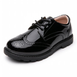 Lastejalatsid Poistele Ehtsad Nahast Jalatsid Lastele Pulmad Kooli Etendus Pidulikud Korterid Kerged Klassikalised Mustad Laste Loaferid Mokassiinid 26(insole 16.7cm)