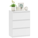 Kummut 3 sahtliga, kaasaegne panipaik magamistuppa, valge 55 x 34 x 75 cm valge