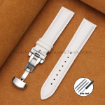 Ehtsad vasikanahast litsinahast k&auml;ekella rihmad 16/18/19/20/21/22/24mm Seiko jaoks Omega jaoks &Auml;rimeestele Naistele Liblikluku Rihm 20mm valge