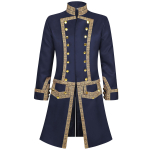 Meeste koloniaalv&auml;e &uuml;likonna frakk Cosplay kost&uuml;&uuml;m gooti steampunk Regency viktoriaanlik meeste retro 18. sajandi jakk-mantel M sinine